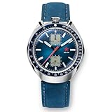 RED Star Bull Head - Reloj de pulsera mecánico para hombre, superluminoso, movimiento ST1901 1963, espejo de burbuja 3D, piloto, Correa de cuero azul, Lujo