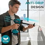Yofidra Bezprzewodowy pistolet do silikonu z 2 akumulatorami 2,0 Ah, 6 prędkościami, 16 dyszami, zestawem narzędzi do uszczelniania silikonu, oświetleniem LED, na kartusze 300 ml