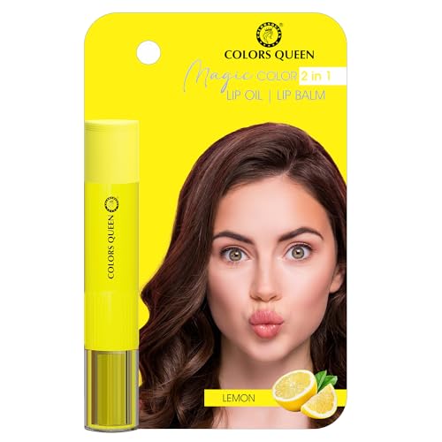 Image of Colors Queen Magic Color 2 in1 Lip Balm & Lip Oil - Lemon, 4.5g | Nourishing & Moisturizing Lip oil for Dry and Chapped Lips | Tinted Lip Balm for Women Enriched with Shea Butter & Vitamin E