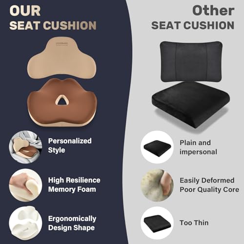 Coverado Car Seat Cushion and Lumbar Support Pillow, Memory Foam Ergonomic Back Support Driving Seat Cushion for Sciatica, Tailbone, Back Pain, Non-Slip Washable Cushion for Car, Driver, Office by Coverado - Image 8