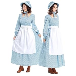 Robe midi pour femme, motif floral de prairie coloniale, pèlerin, guerre civile, col carré, petit imprimé, robe trapèze pour Halloween, charmante, vintage, respirante, robes historiques pour Halloween