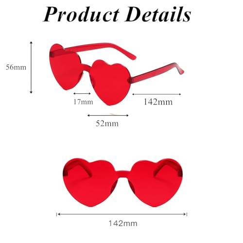 12 Pcs Heart Shaped Sunglasses for Women, Rimless Heart Sunglasses for Wedding Bachelorette Party2