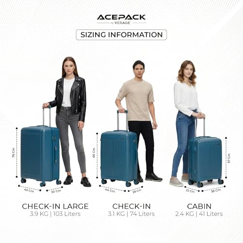 Image of ACEPACK by Verage Megatron Hard Side Polypropylene Luggage Large Check in 103L | Lightweight Unbreakable Suitcase Set with 360 Silent Spinner Wheels, Number Lock & Telescopic Handle