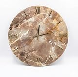 Generico Orologio da Parete, Soggiorno, Cucina, Moderno,Effetto marmo, Base legno, Lavorazione a resina, Numeri a rilievo, Diametro disponibile 40/60/80/100 cm, Made in Italy Modello Orion (60 cm)