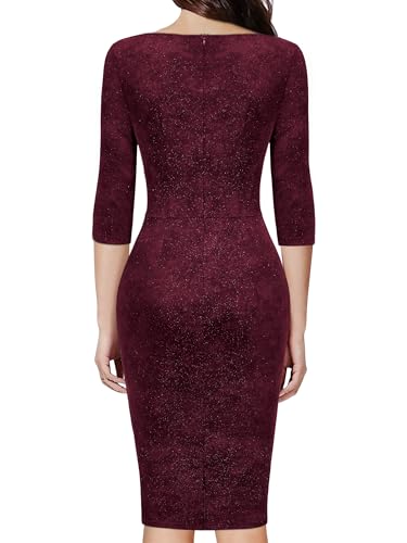 Miusol Women's Retro Ruffle Style 3/4 Sleeve Sparkly Cocktail Dress2