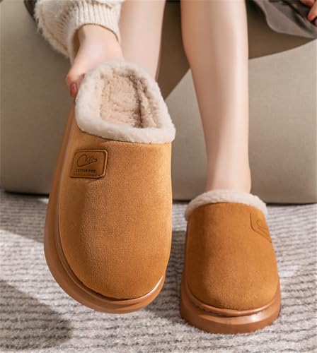 Caistre Women’s Fuzzy Slippers with Anti-Skid Sole Suede Leather Faux Fur Warm House Shoes Indoor Outdoor Memory Foam Plush Slides3