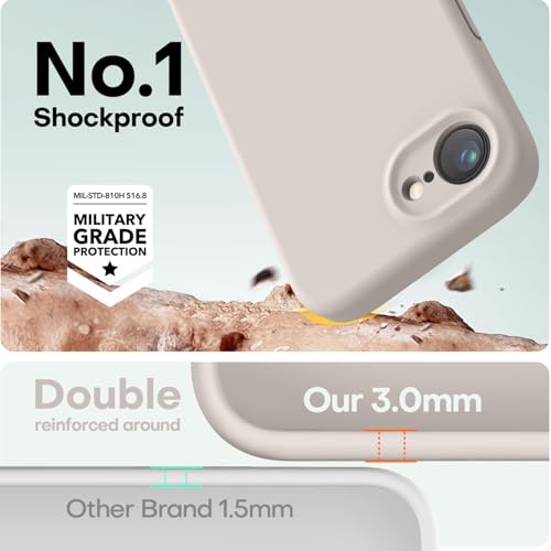 Image of LOVE 3000 Designed for iPhone 16e /17e Case, Premium Silicone with [Soft Anti-Scratch Microfiber Lining] Shockproof Protective Phone Case for Men Women Girls 6.1 inch, Stone
