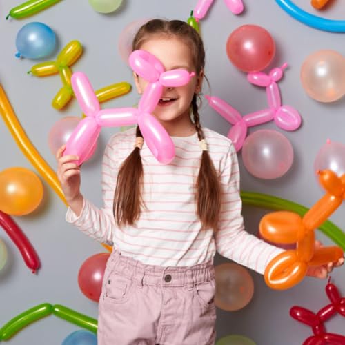 Image of LXZFCRG 260 Long Balloons for Animals, Latex Twisting Balloons for Garland, Parties - Pink