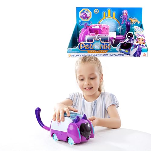 AlphaToys PETRONIX Defenders Figura transformable 2 en 1, Modo Unidad Médica/Rescate, Juguete para niños de 3 4 5 6 7 8 años niñas