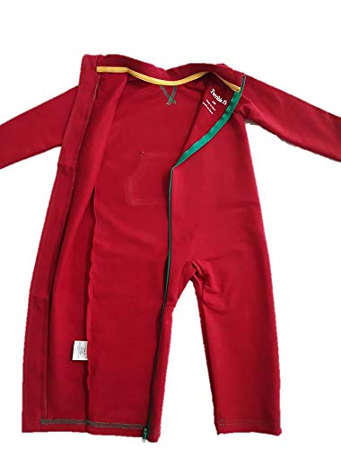 Strip-Proof Toddler Romper with a Back Zipper in Red/Green2