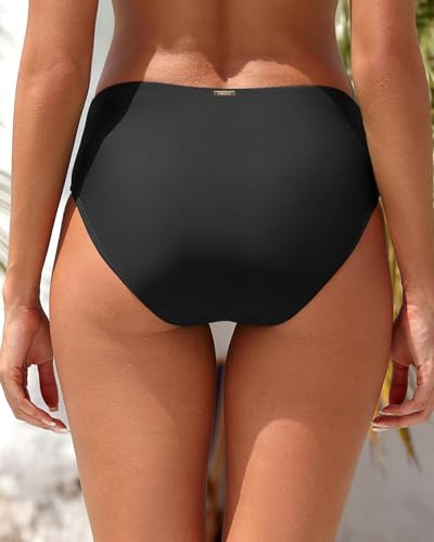 Zmart Mid Rise Bikini Bottoms - Women's Moderate-Full Coverage Bathing Suit V Cut Swimsuit Bottom2