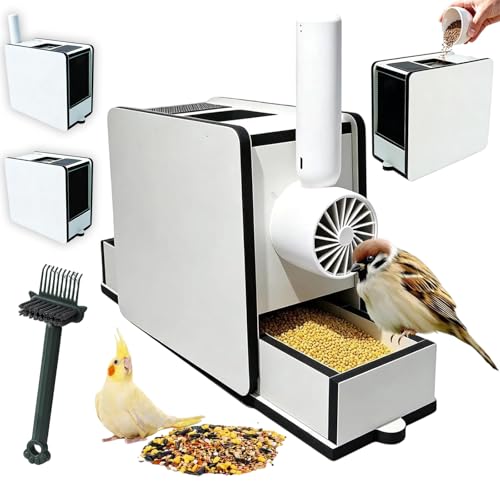 Rechargeable Bird Seed Shell Separator, Airflow‑Assisted Bird Shelling Machine, Removable Blower Cleaner, Automatic Collector Grain Husk Separator for Macaws Parrot (Drawer Separator + Fan)