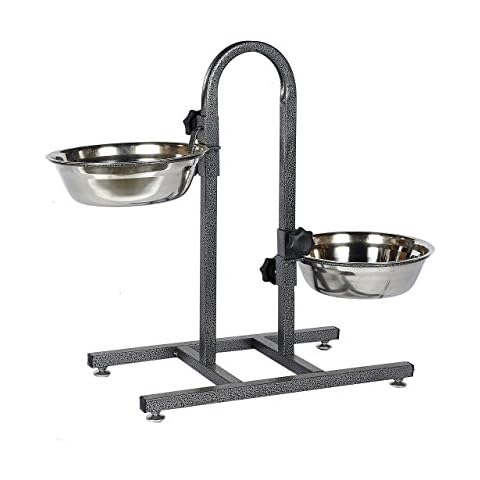 Pet Ting Pet Ting Twin Dog feeding Bowls - U Shaped Dog feeding bowls,Silver Cover