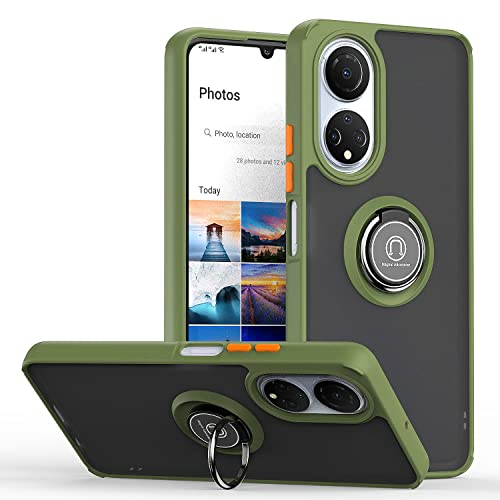 Cover per Honor Play 30 Plus Case custodia per telefono antiurto con anello di supporto hard PC e Bumper opaco traslucido Case - Army verde tpu