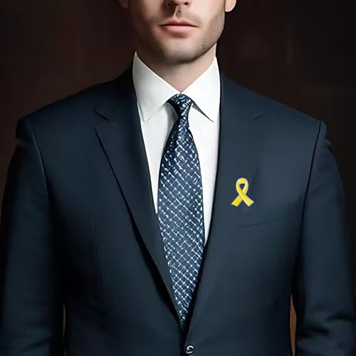 Image of 20 /50 /100pcs Yellow Ribbon Pins Bone Cancer Childhood Cancer Awareness Enamel Lapel Brooch Support Campaign Charity Donation Event Gifts