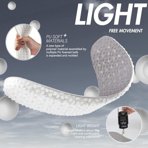 Image of Purastep Memory Foam Shoe Insoles, Elastic Shock Absorbing Height Increasing Sports Shoe Insoles For Men And Women Cuttable Soft Breathable Honeycomb Orthotic Replacement Inserts | EU 41-42 | 1 Pair