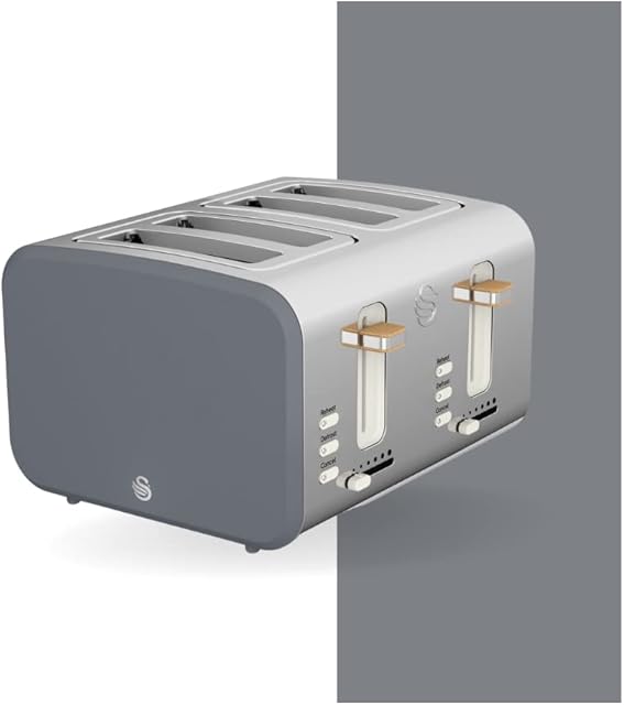 Swan ST14620GRYN, 4 Slice Nordic Toaster, 1500W, Slate Grey