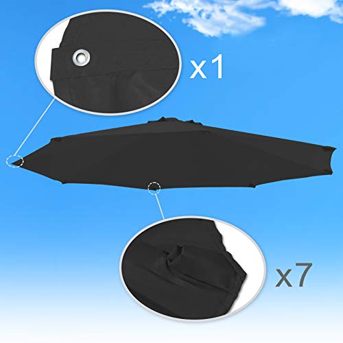 Strong Camel Round Replacement Canopy Cover For 11.5' Roma Cantilever Patio Umbrella Parasol Top (Black) #TOP3