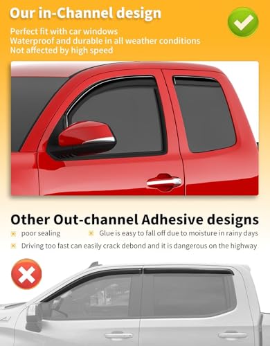 Image of Window Visors Rain Guards for Toyota Tacoma Double Cab 2016-2023