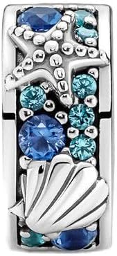 Lkwrideiny Tropical Starfish & Shell Clip Charm 925 Sterling Silver Pendant,Jewelry Beads Gifts for Women Bracelet&Necklace - Image 4