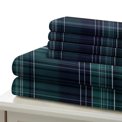 Parure de lit tartan 140x200 cm en microfibre imprimée 3D - 7