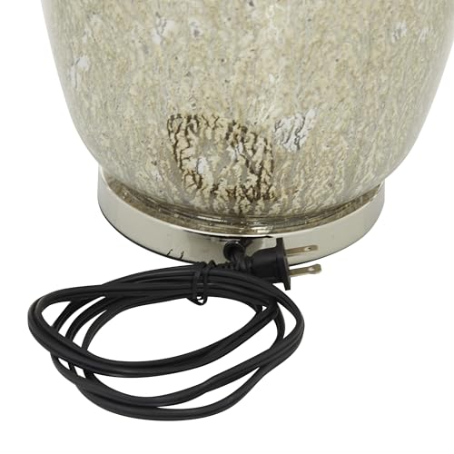 Deco 79 Glass Room Table Lamp Accent Lamp with Faux Mercury Glass Finish, Lamp 16" x 16" x 27", Silver - Thumbnail 2