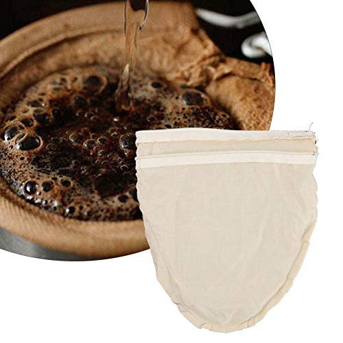 Reusable Cotton Tea Strainer Bag with Stainless Steel Ring, U-Shaped Handle & Zipper Design, Coffee Filter for Tea, Milk, Juice, Cheese, Soy Milk by POCREATION - Used condition - Image 9