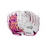 Wilson 2024 A440™ Flash™ Youth Outfield Fastpitch Softball-Handschuh, Rechtshänder, Weiß/Rosa/Batikfärbung