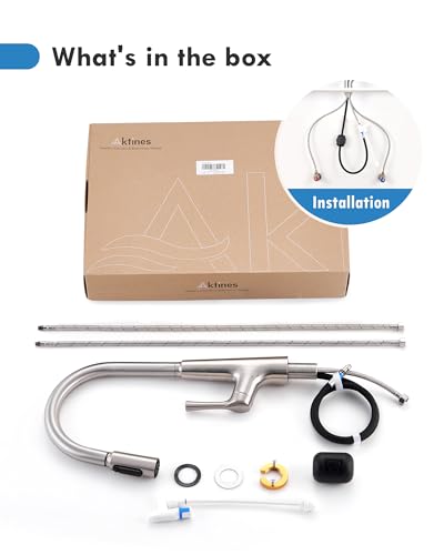 Aktines 3 Wege Küchenarmatur mit Brause Ausziehbar, Trinkwasserhahn Küche mit Brause ausziehbar, Einhebelmischer Spültischarmatur Armatur Wasserhahn Küche für Wasserfilter Osmose Edelstahl gebürstet