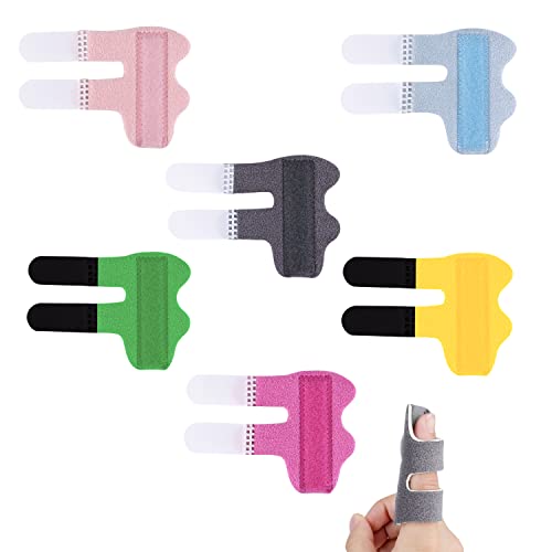 AIEX 6pcs Trigger Finger Splints, Finger Stabilizer Brace Finger Straightener Splint for Straightening Arthritis Swollen Strained Broken Fingers (6 Colors)