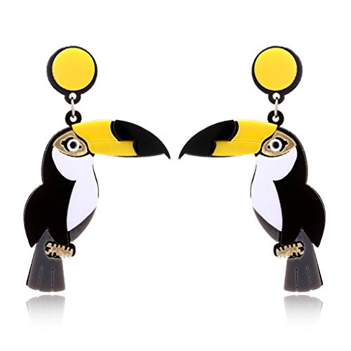 KOFUN Earrings, Women Bright Acrylic Parrot Bird Drop Earrings Stand Out Jewelry Brown