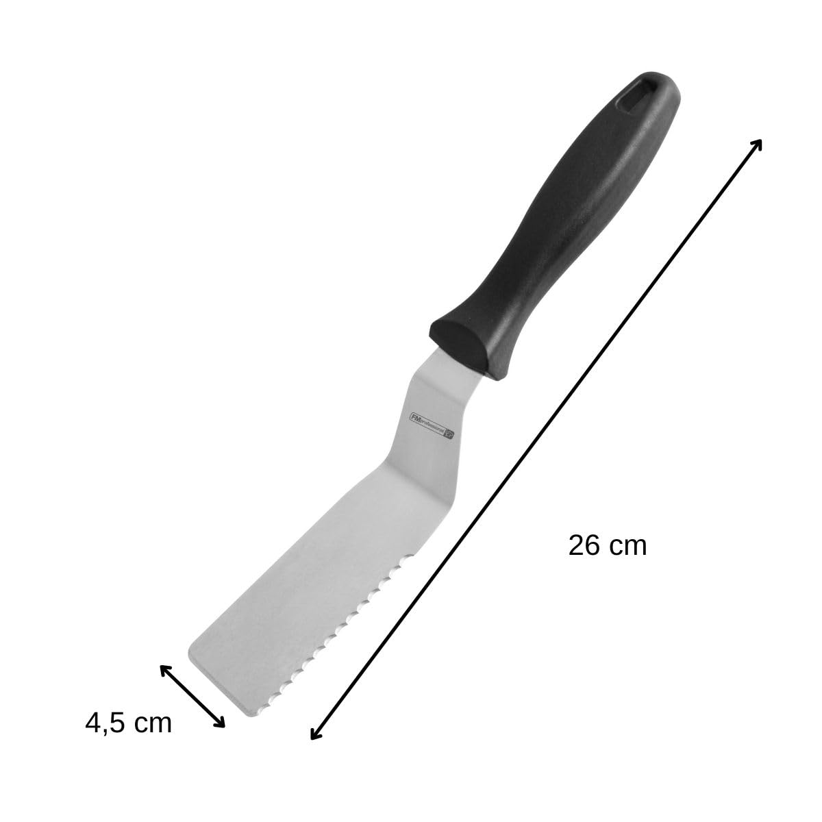 Fackelmann FM Professional 21718 Spatule cuisine, Spatule service, Spatule, Ustensile de cuisine, Acier inoxydable, Polyamide, Argenté, Noir, 26 cm x 4,5 cm x 0,1 cm