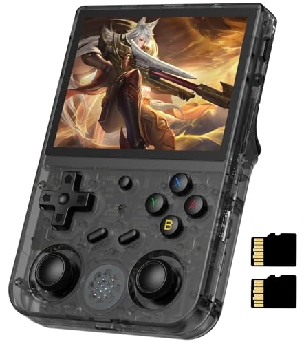 RG353V Retro Handheld Game Console , Dual OS Android 11 and Linux System Support 5G WiFi 4.2 Bluetooth Moonlight Streaming TV Output Built-in 64G SD Card 4452 Games (RG353V-Transparent Black New)