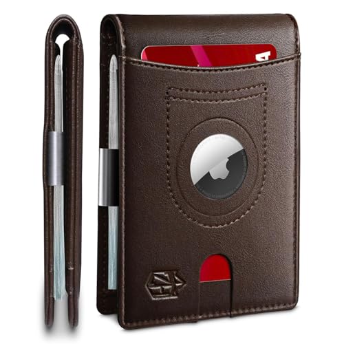 Zitahli Airtag-Wallet-Mens-Slim-RFID Blocking Wallet Leather with Money Clip Air Tag Wallet Card Holder Bifold Gifts for Men