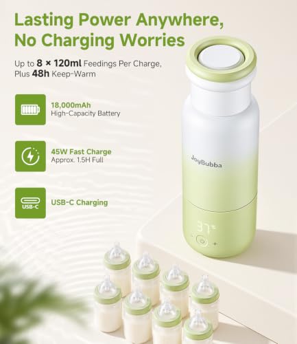Portable Milk Bottle Warmer, Precision Temperature Control Fast Heating Travel Bottle Warmer, 500ML Large Capacity with Long Battery Life for Breast Milk & Drinks - Image 4