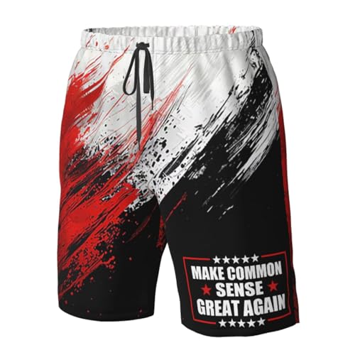 NAFSKL Board Shorts Make Common Sense Great Again Mens Swim Trunks Quick Dry Swim Shorts Beach Short Swimwear with Pockets4