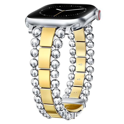 TOYOUTHS Beaded Bracelet Compatible with Apple Watch Bands 42/41/40/38mm Women, Dressy Fancy...