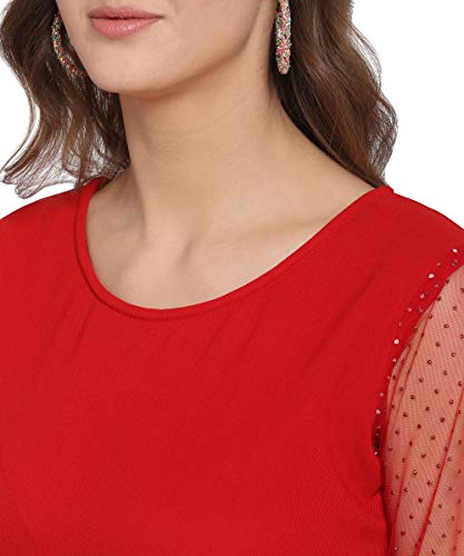 Image of OOMPH! Women's Western & Fusion wear Net A-Line Knee-Long Dress