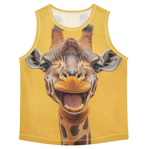 Boys Tank Top Shirts Giraffe Funny Yellow Sleeveless T-Shirts Crew Neck for Kids Clothing Children