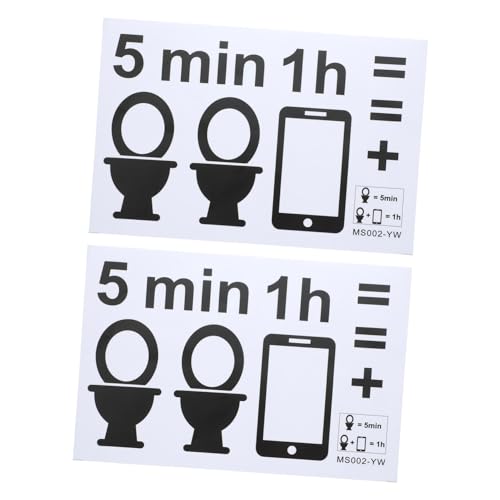 FONDOTIN Black Toilet Decor 2 Sheets of Warning Stickers for Bathroom Decorative Wall Decals Easy Application PVC
