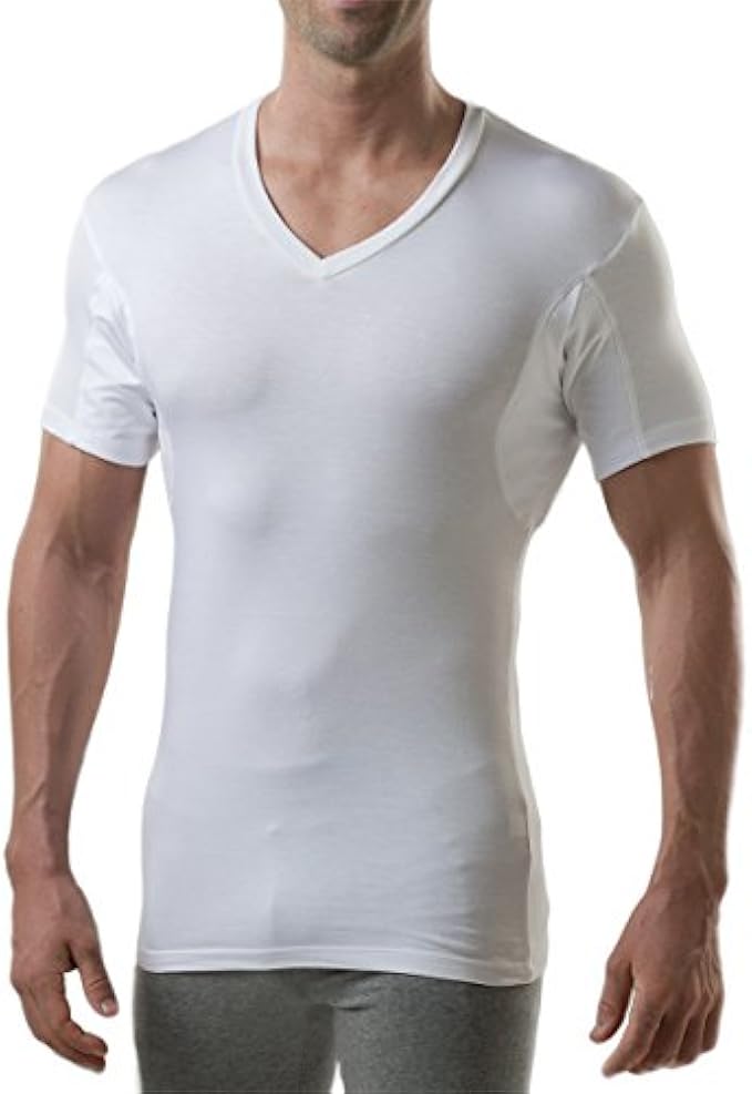 Sweatproof Undershirt for Men with Underarm Sweat Pads (Slim Fit, V-Neck)