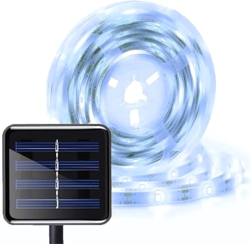 Tira de luces LED solar flexible 9.85 ft 90 LEDs blanca cálida miniatura 1