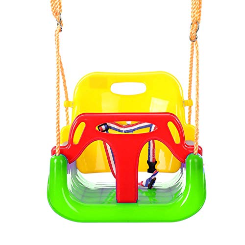 MHO Columpio para Niños, Exterior Interior Jardín 3 En 1 Cuerda Ajustable Resistentes a la Intemperie Plástico Columpio,Green