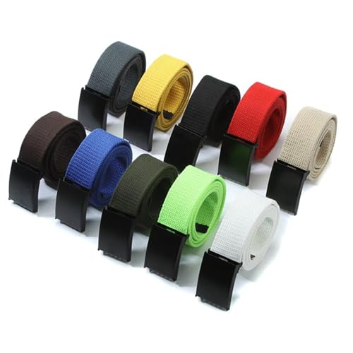 Adjustable Canvas Belt Solid Military Style Belts with Flip-Top Buckle 45" Long Many Colors2