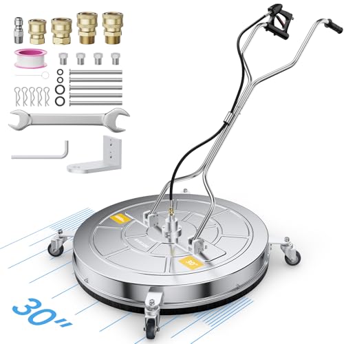 EVEAGE 30" Pressure Washer Surface Cleaner, Dual Handle Stainless Steel Power Washer Surface Cleaner with 4 Wheels, 4000 PSI, Professional Grade Perfect for Driveways, Sidewalks,Concrete Cle