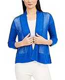 Alfani Womens Sweater Small Open-Front Open-Knit Cardigan Blue S