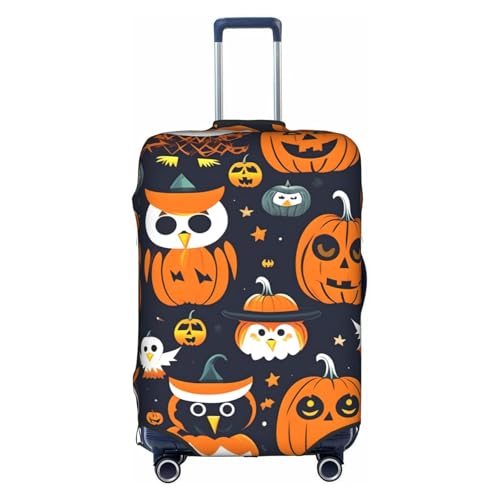 Housse de valise Halloween M en polyester lavable blanc à motifs de citrouille et fantôme