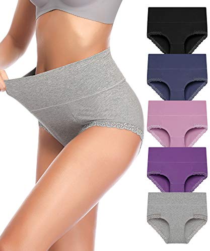 Womens underwear, high waisted cotton underwear soft comfy briefs…
