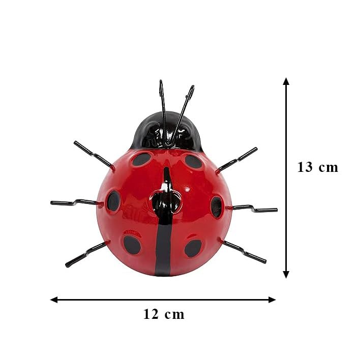 St@llion 1 Piece Metal Ladybird, Garden Wall Art Bug, Hanging Ornaments, Wall Sculpture Indoor Outdoor, Cute Insect Ornaments Lawn Decor for Garden Fence Terrace Office Home Bedroom Living Room - Image 3