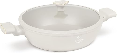 Fashion by Berlinger Haus Shallow Pot with Lid, 28 cm Size, Matte Cream/Gold